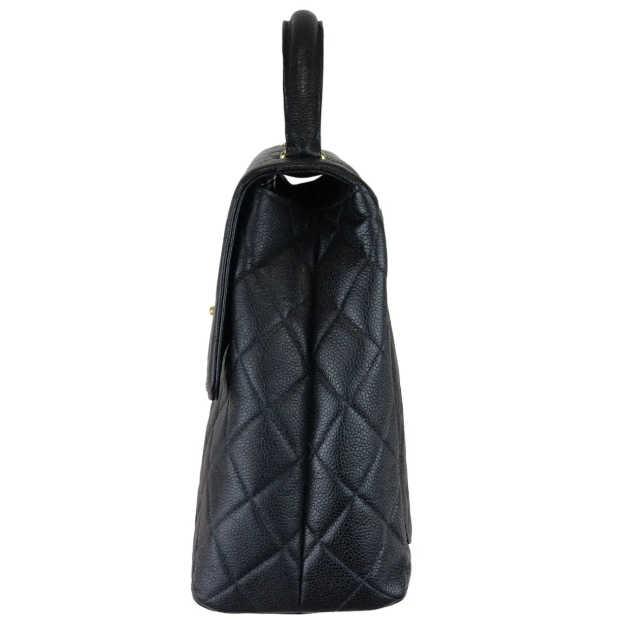 CHANEL Vintage Kelly Flap Caviar Black 24k GHW