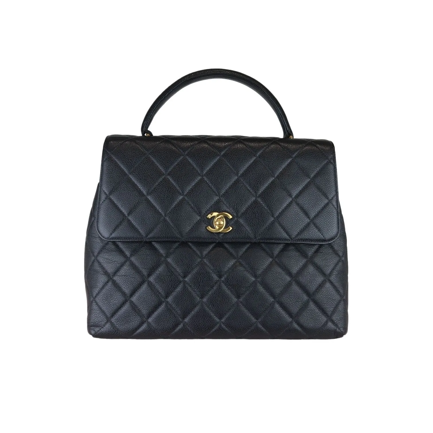 CHANEL Vintage Kelly Flap Caviar Black 24k GHW