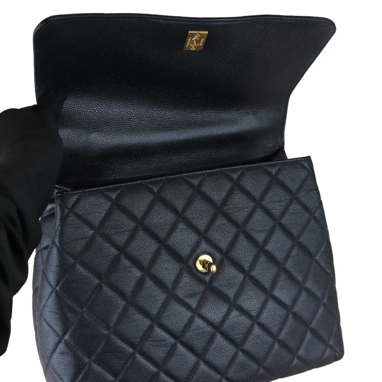 CHANEL Vintage Kelly Flap Caviar Black 24k GHW