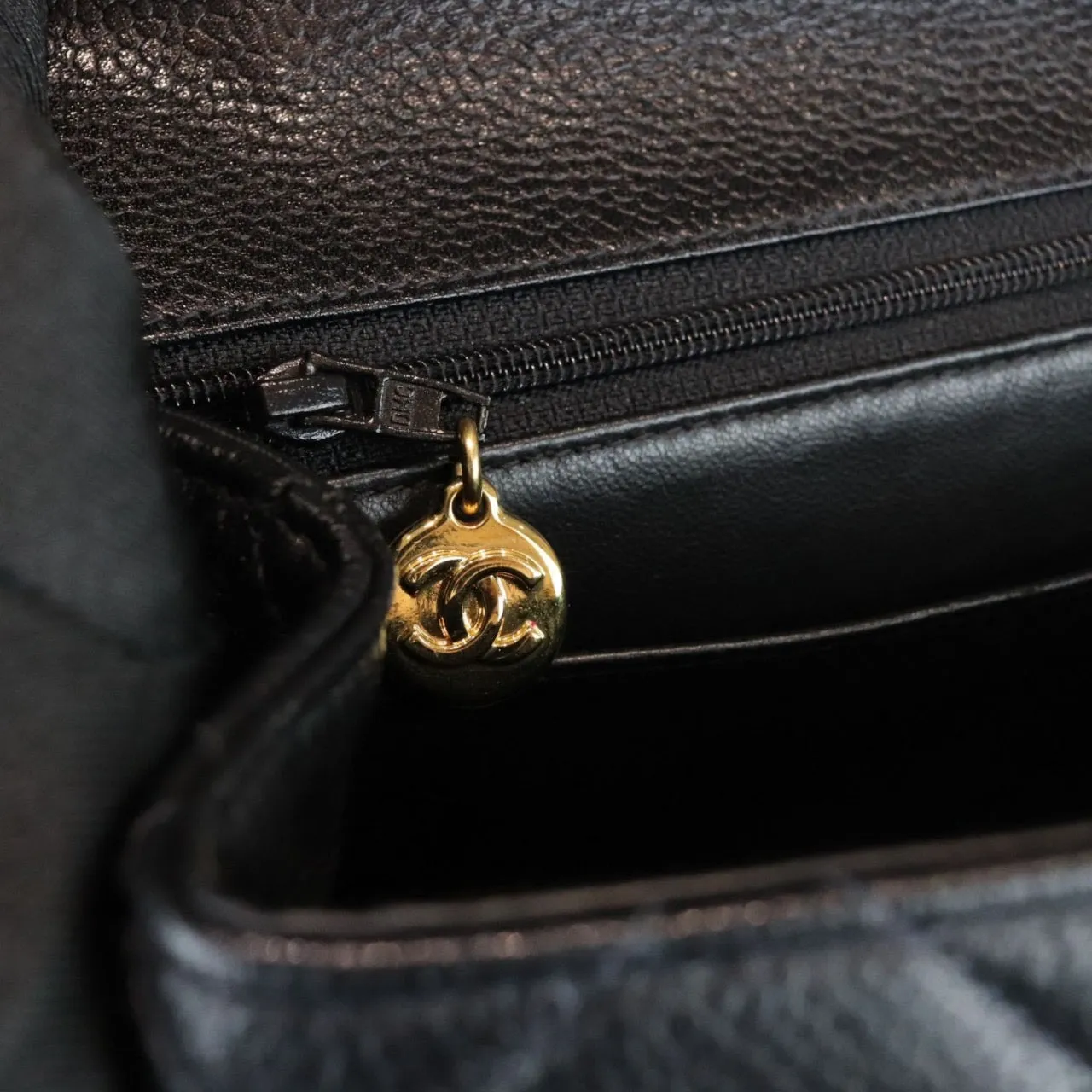 CHANEL Vintage Kelly Flap Caviar Black 24k GHW