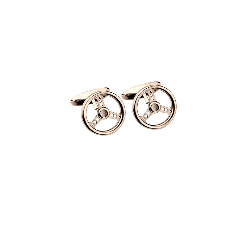 CHOPARD 'CLASSIC RACING' STEERING WHEEL ROSE GOLD PVD FINISH CUFFLINKS