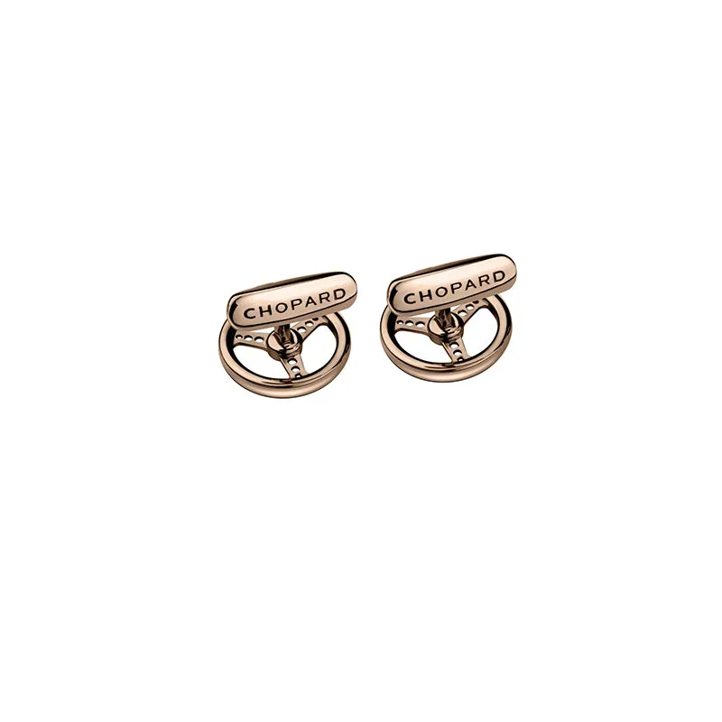 CHOPARD 'CLASSIC RACING' STEERING WHEEL ROSE GOLD PVD FINISH CUFFLINKS