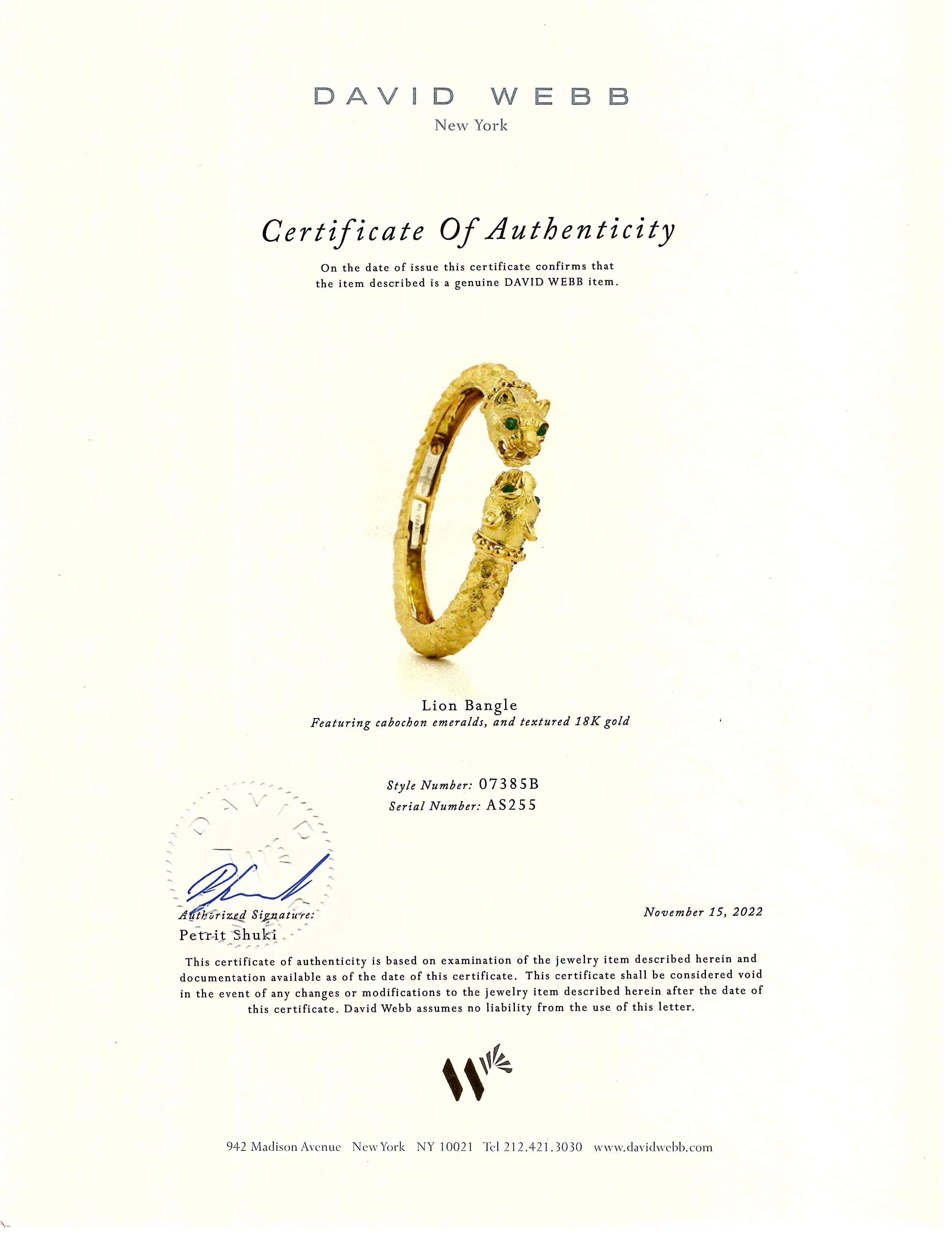 David Webb 'Kingdom' Collection Greek Lion Bangle in 18K Gold