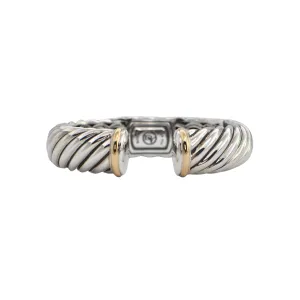 David Yurman Sculpted Cable Sterling Silver and 18K Gold Cuff Bracelet 15mm