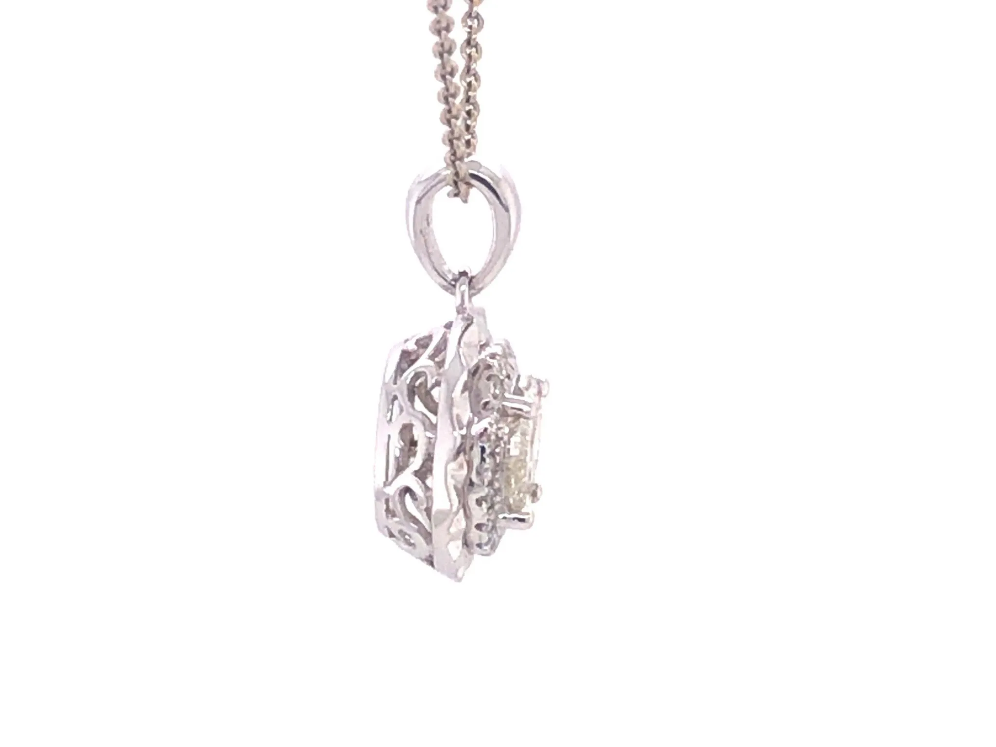 Diamond Halo Pendant in 18k White Gold