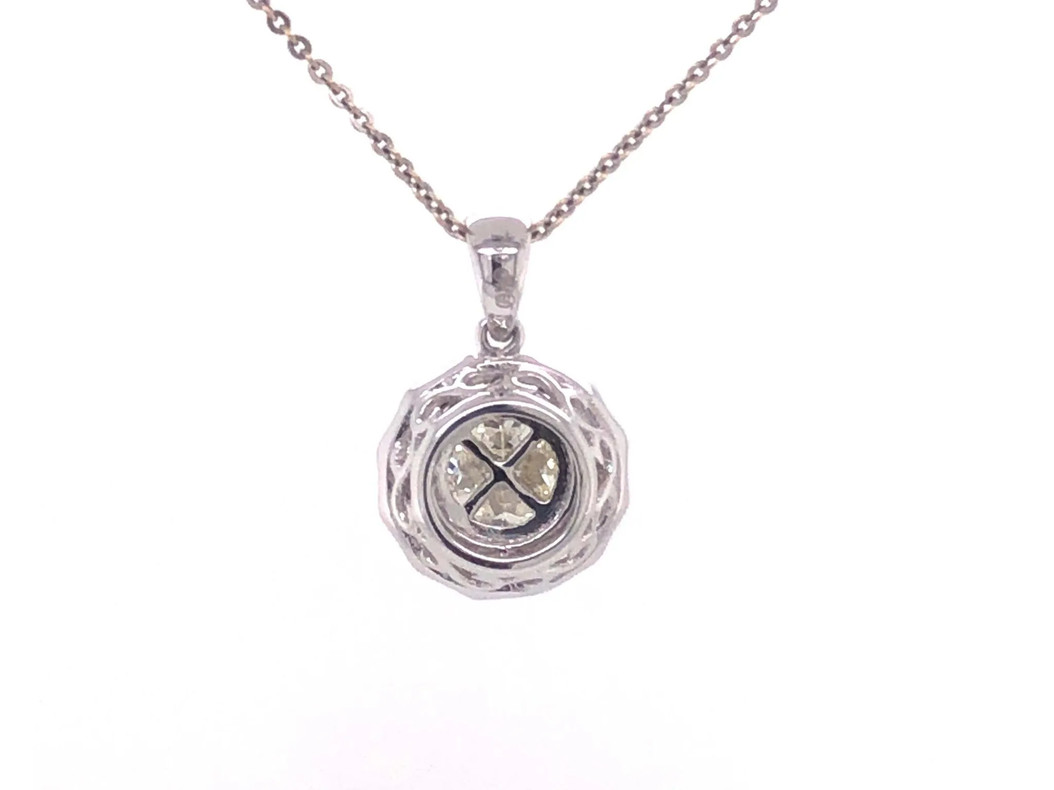 Diamond Halo Pendant in 18k White Gold