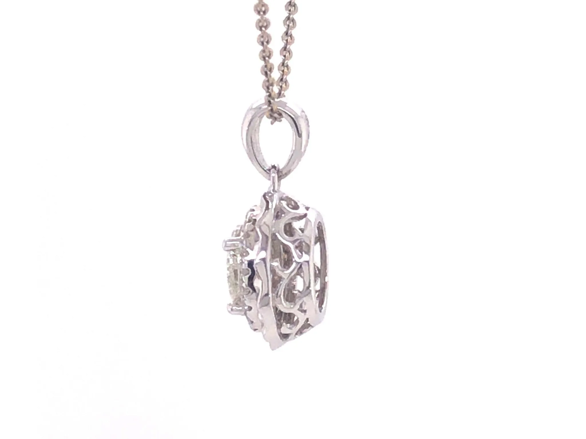 Diamond Halo Pendant in 18k White Gold