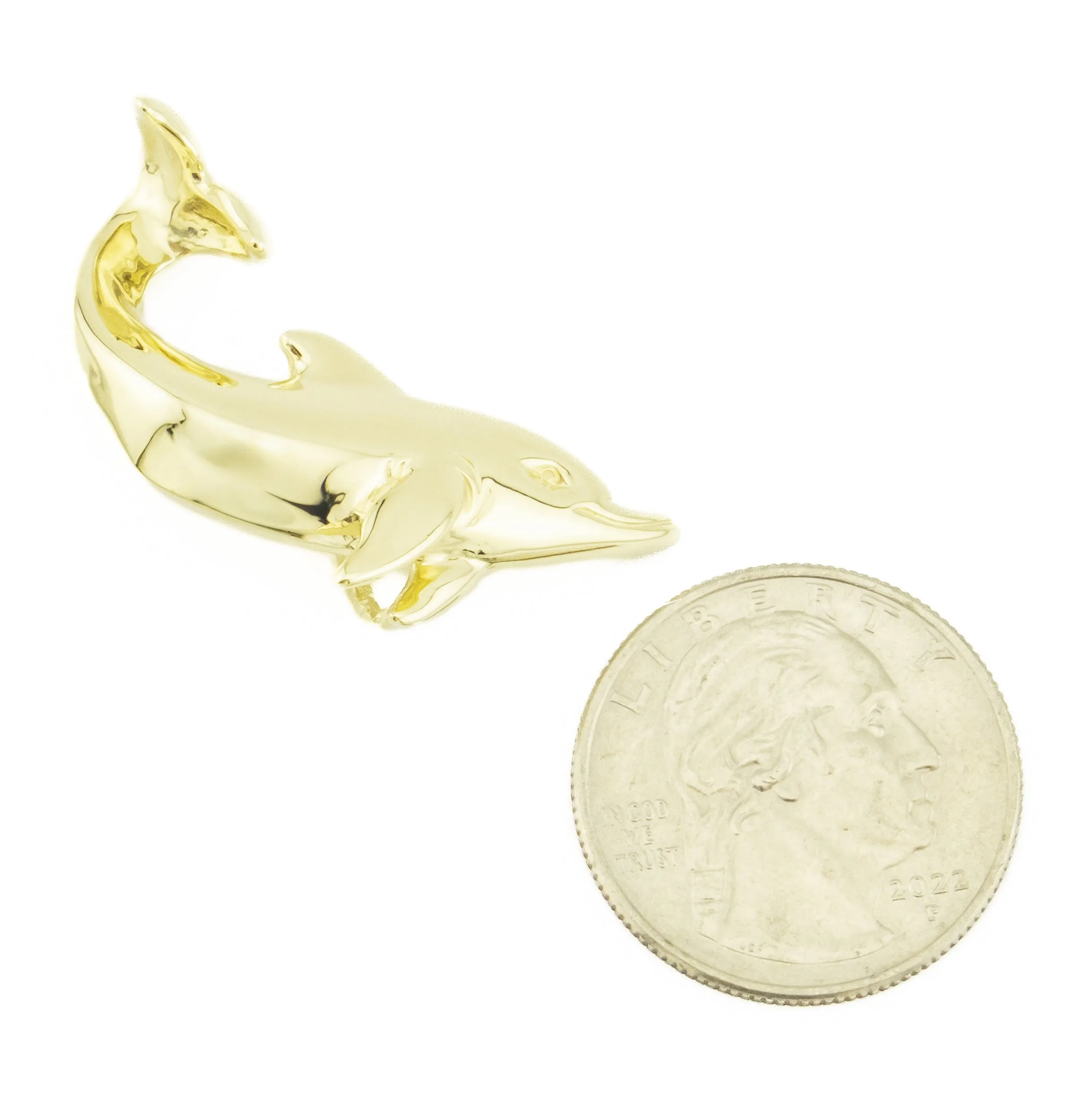 Dolphin Gold Pendant in 14K Yellow Gold - 8.9 Grams