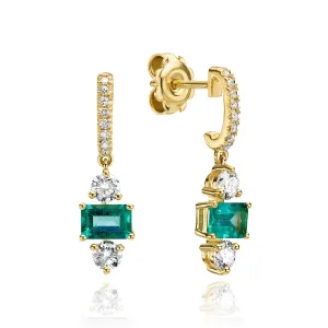 Emerald & Diamond Drop Earrings - 1.93ct TW