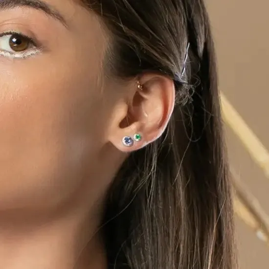 Emerald Halo Stud Earrings - 0.25ct TW