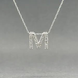 Estate 10K W Gold 0.02ctw Diamond M Pendant
