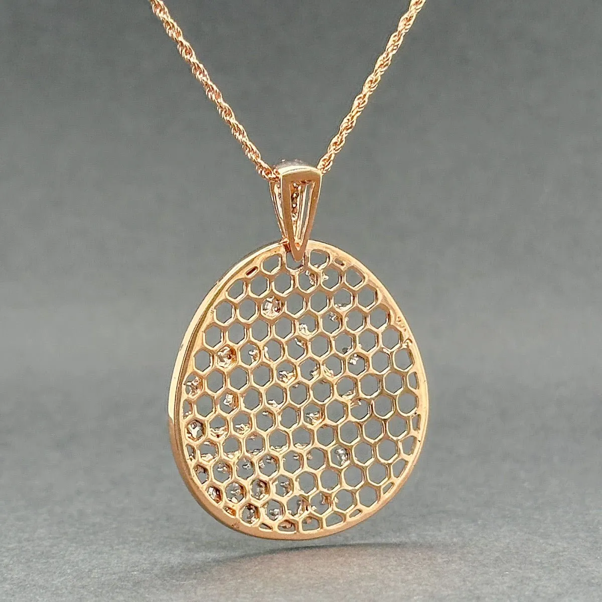 Estate 14K R Gold 0.33ctw Diamond Honeycomb Pendant