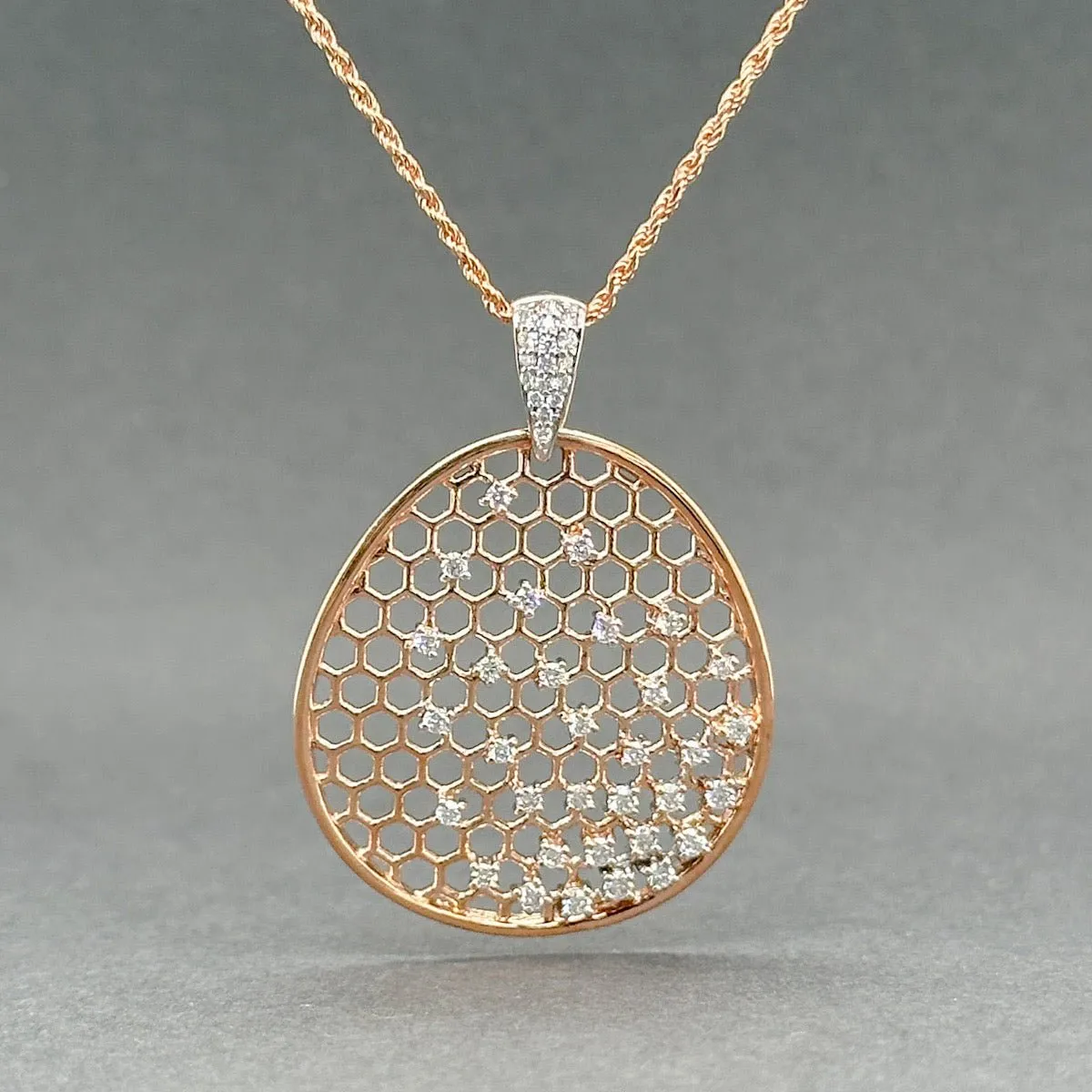 Estate 14K R Gold 0.33ctw Diamond Honeycomb Pendant