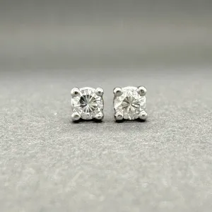 Estate 14K W Gold 0.13ctw H/SI1-2 Diamond Stud Earrings