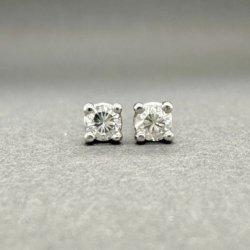 Estate 14K W Gold 0.13ctw H/SI1-2 Diamond Stud Earrings