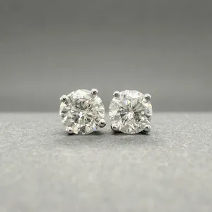 Estate 14K W Gold 0.74ctw H/SI2-I1 Diamond Stud Earrings