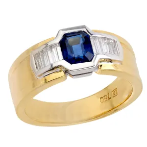 Estate 18k Sapphire and Diamond Ring