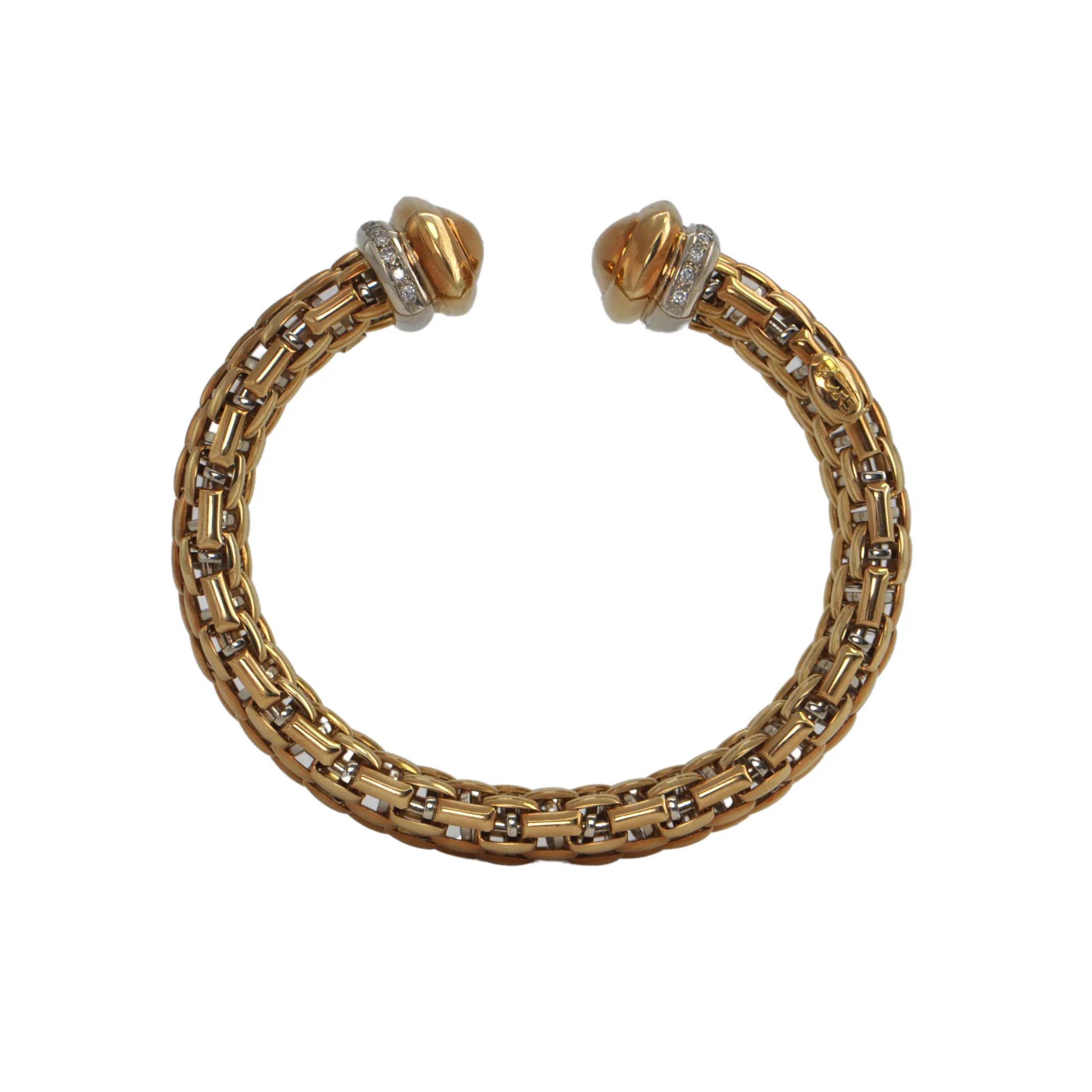 Estate Italian 'Fope' Diamond 18k Gold Open Cuff Bracelet
