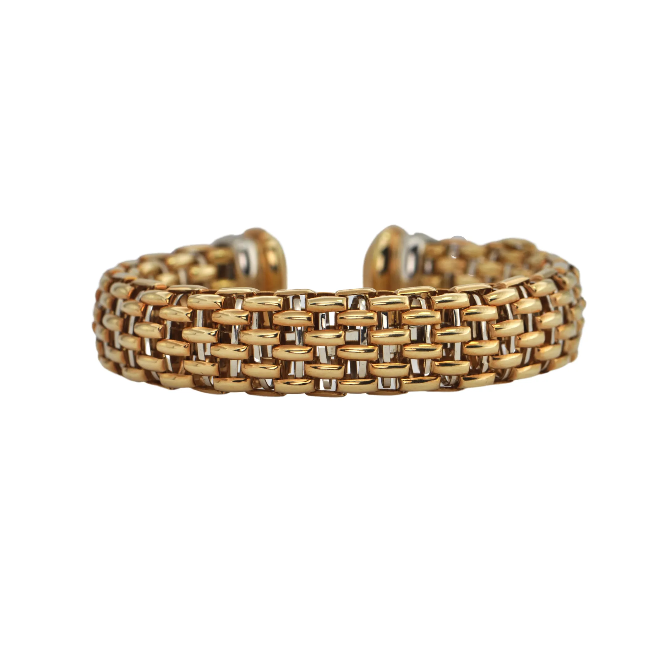 Estate Italian 'Fope' Diamond 18k Gold Open Cuff Bracelet