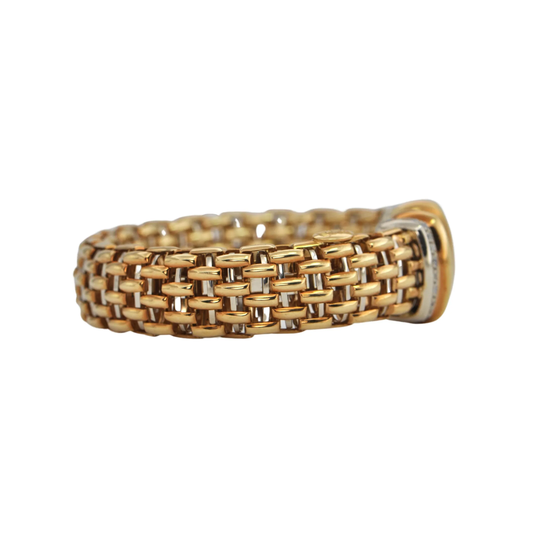 Estate Italian 'Fope' Diamond 18k Gold Open Cuff Bracelet