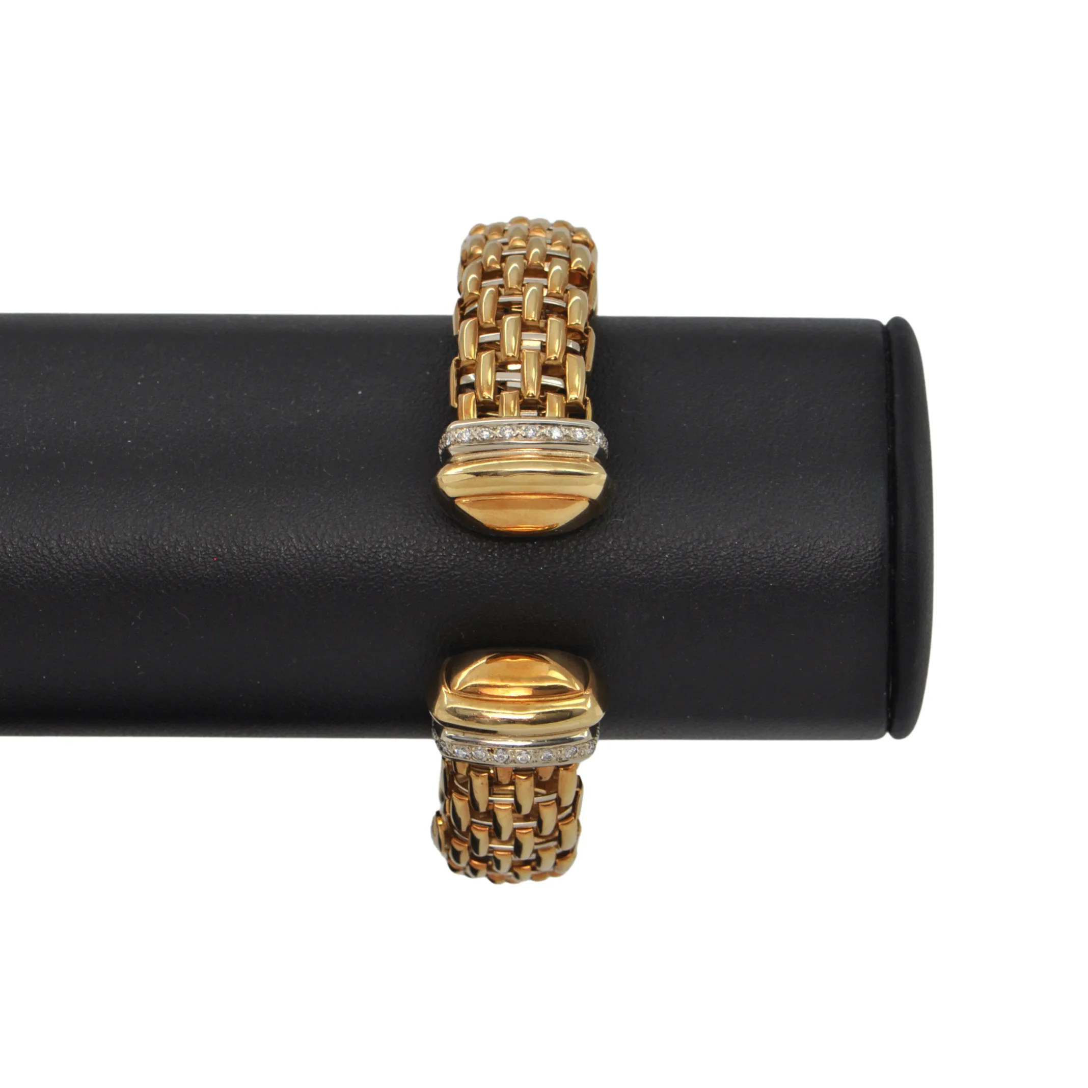 Estate Italian 'Fope' Diamond 18k Gold Open Cuff Bracelet