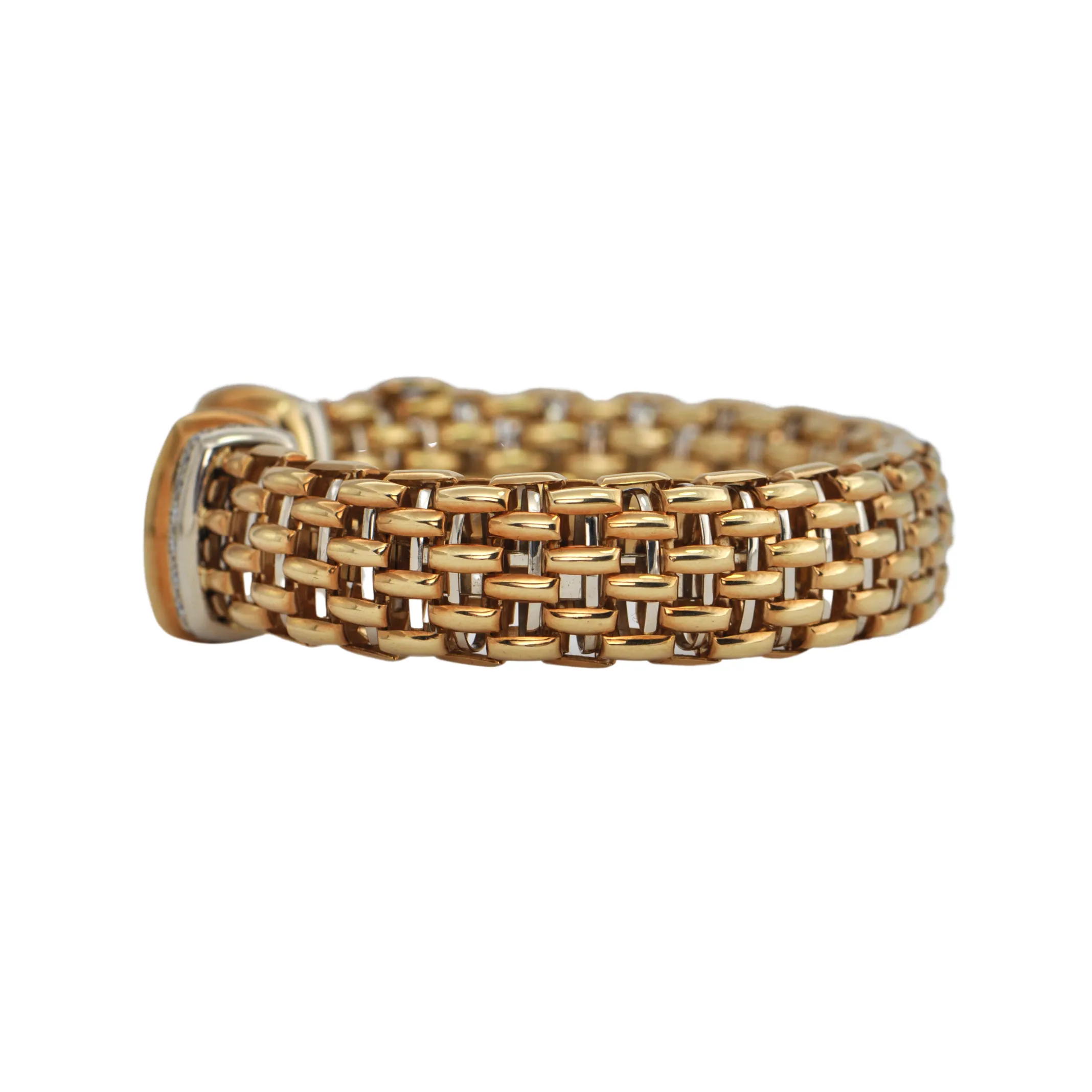 Estate Italian 'Fope' Diamond 18k Gold Open Cuff Bracelet