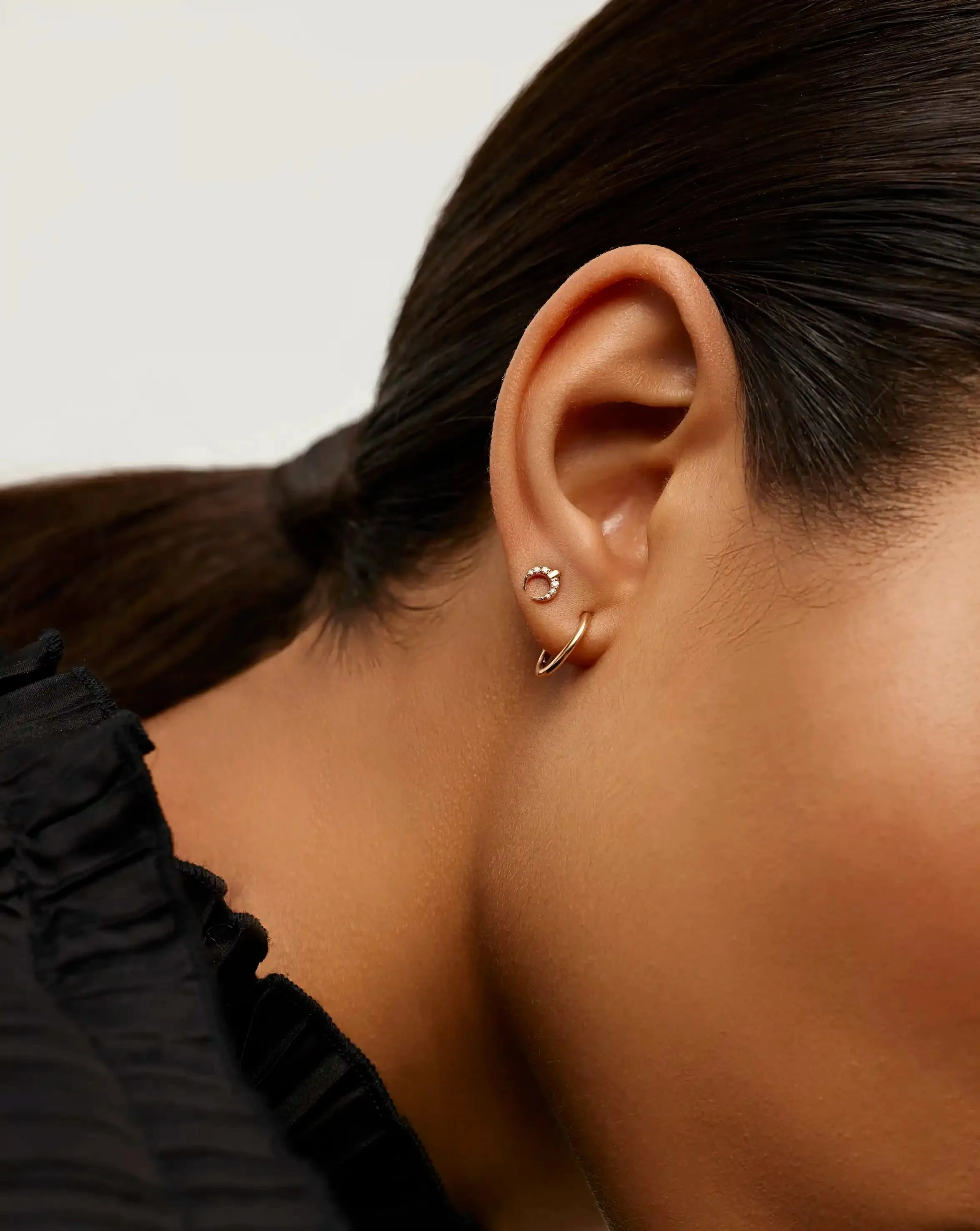 Fine Lucy Williams Horn Single Stud Earring | 14k Solid Gold/Diamond