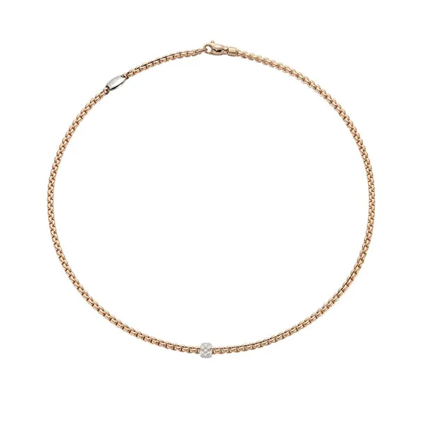 FOPE 'EKA' 18CT ROSE GOLD AND 18CT WHITE GOLD PAVE SET DIAMOND RONDELLE NECKLACE