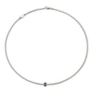 FOPE 'EKA' 18CT WHITE GOLD BLACK DIAMOND RHONDEL NECKLACE 50CM
