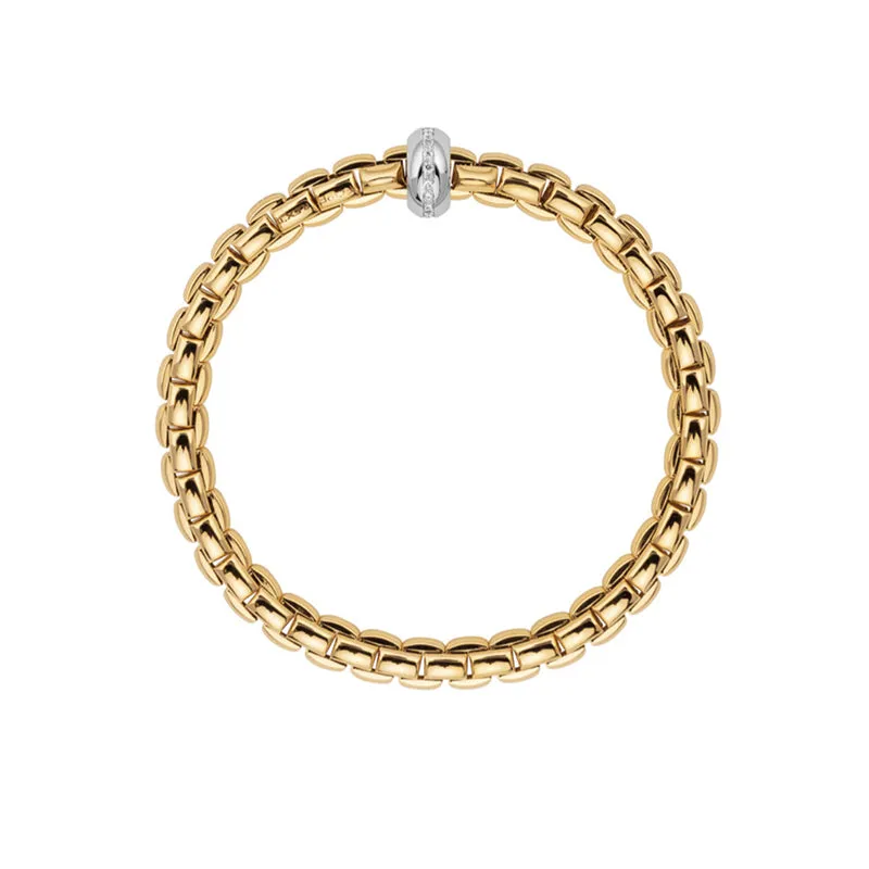 FOPE 'EKA' 18CT YELLOW GOLD AND 18CT WHITE GOLD DIAMOND SET RHONDEL FLEXIBLE BRACELET