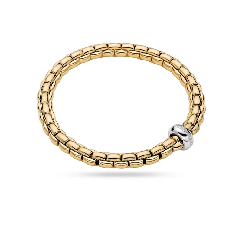 FOPE 'EKA' 18CT YELLOW GOLD AND 18CT WHITE GOLD DIAMOND SET RHONDEL FLEXIBLE BRACELET