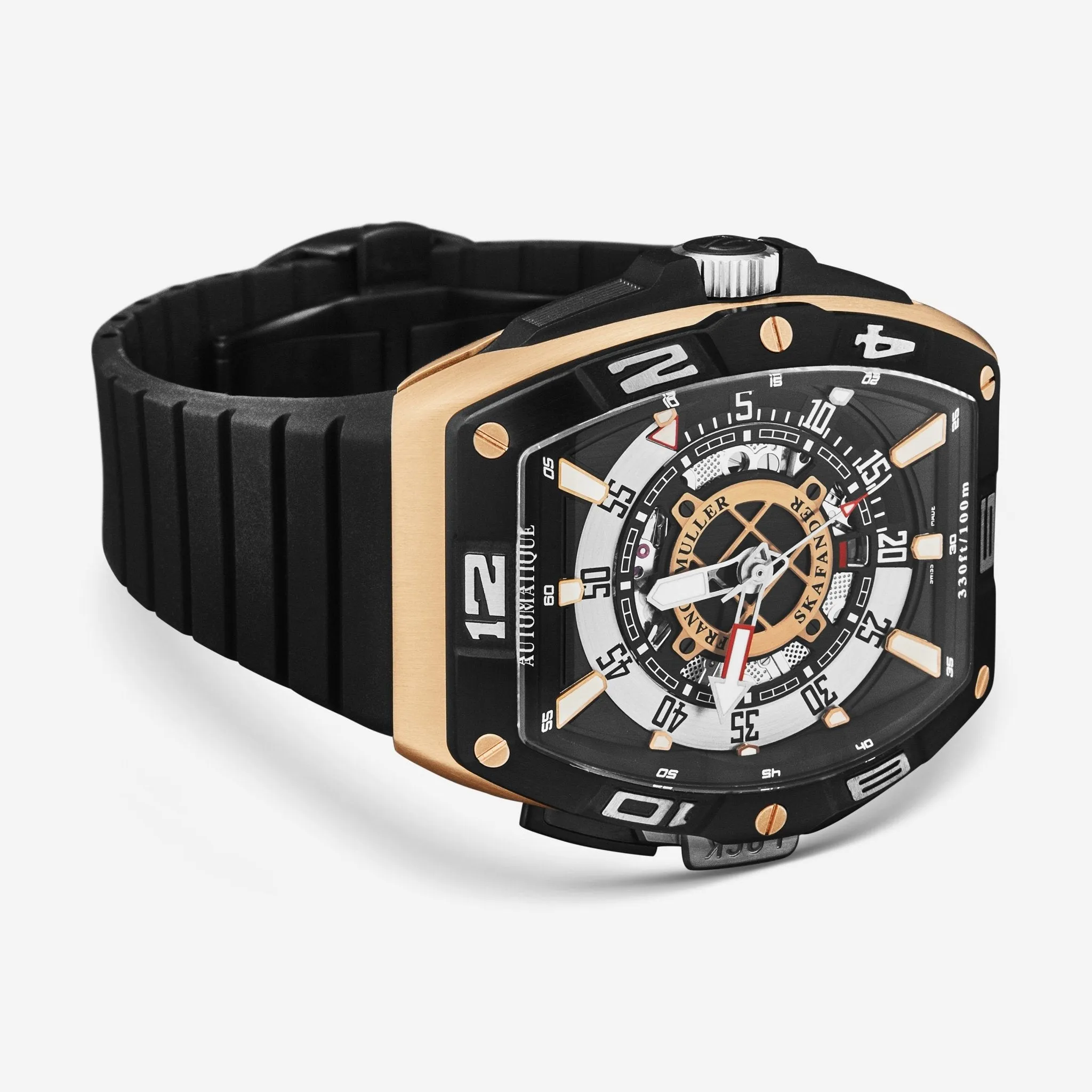 Franck Muller SkaFander Black Openworked 18K Rose Gold Automatic Men's Watch 46SCSKFBLKBKGD2