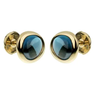 Fred of Paris Blue Topaz 18k Yellow Gold Stud Earrings