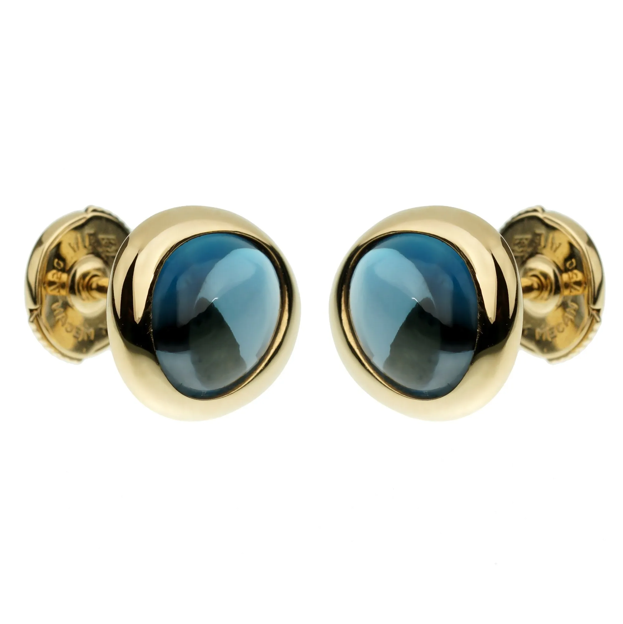 Fred of Paris Blue Topaz 18k Yellow Gold Stud Earrings