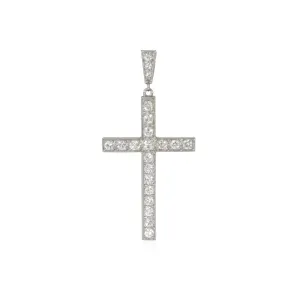 French Art Deco Platinum Diamond Cross Pendant