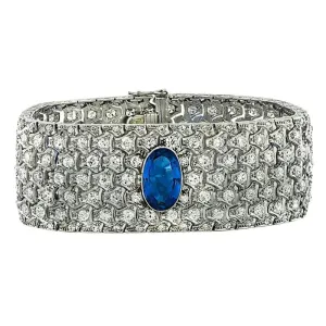 French Art Deco Platinum Sapphire & Diamond Bracelet