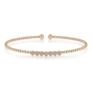 Gabriel & Co.- 14K Rose Gold Bujukan Bead Cuff Bracelet with Cluster Diamond Stations  BG4116K45JJ