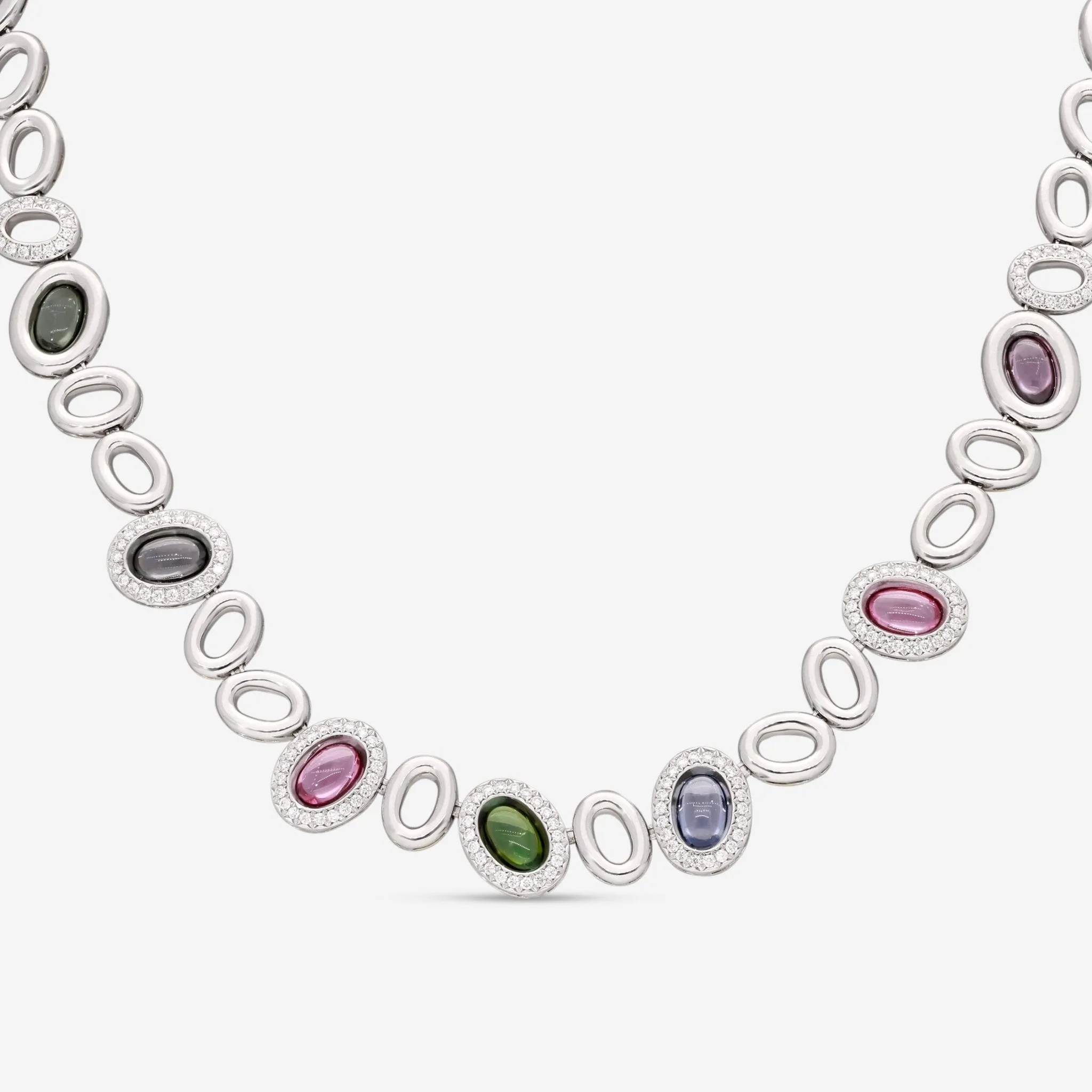 Gbelin Madagaskar 18K White & Rose Gold Spinel, Tourmaline & Diamond Necklace 42K-1133.2