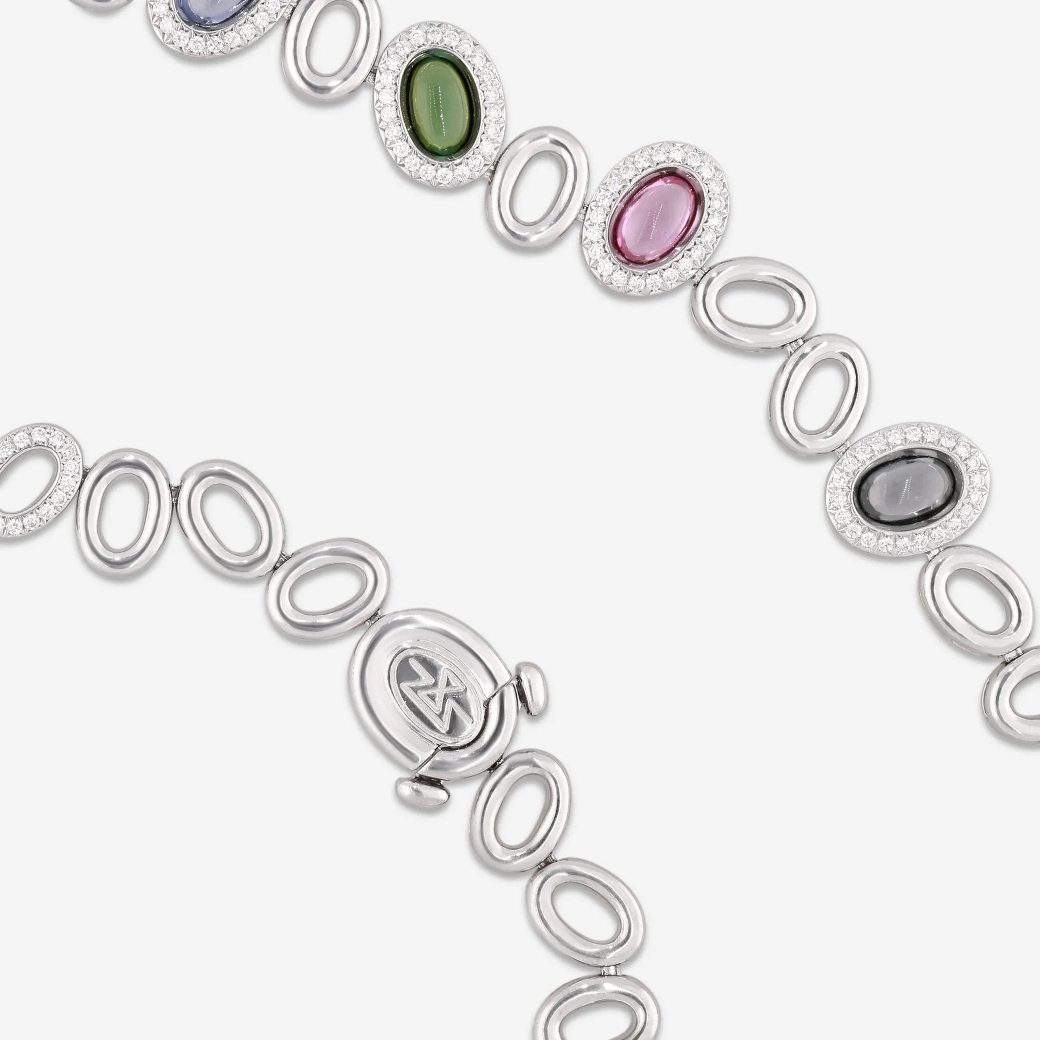 Gbelin Madagaskar 18K White & Rose Gold Spinel, Tourmaline & Diamond Necklace 42K-1133.2