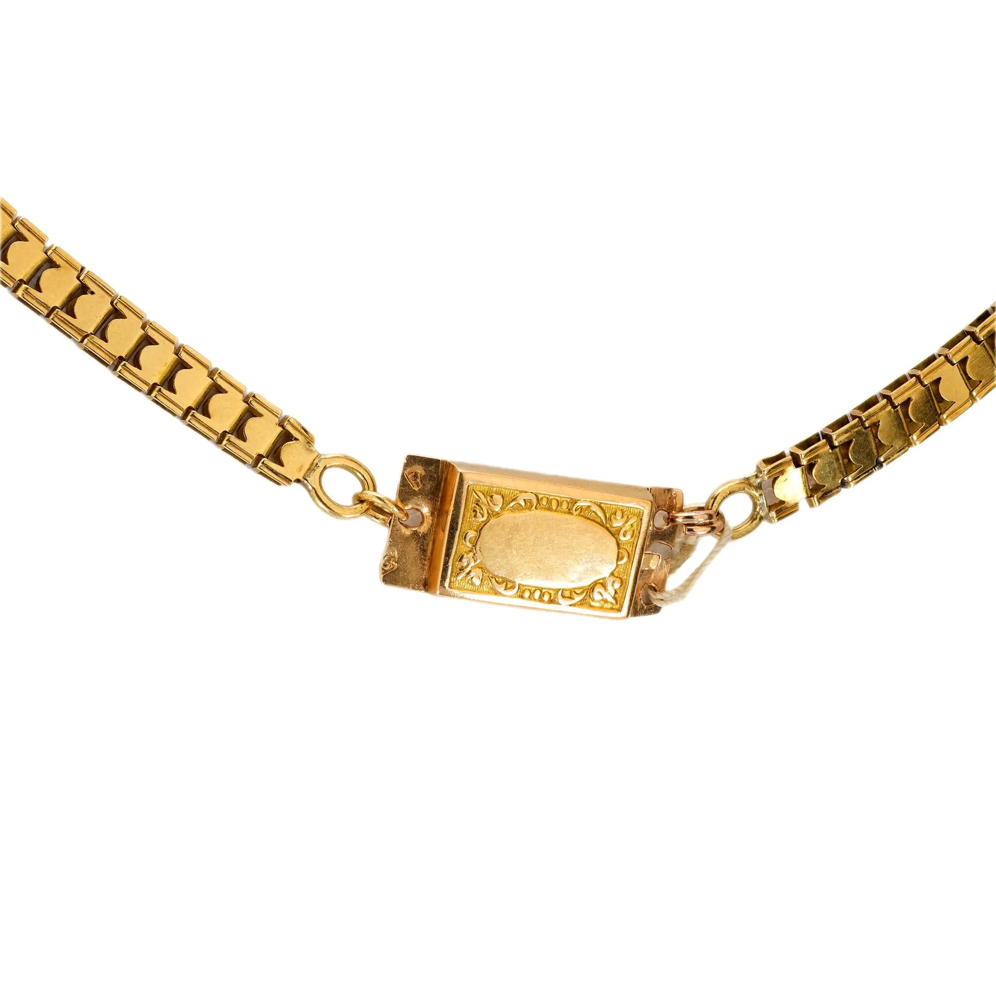 Georgian French rose cut diamond 18k yellow gold silver necklace