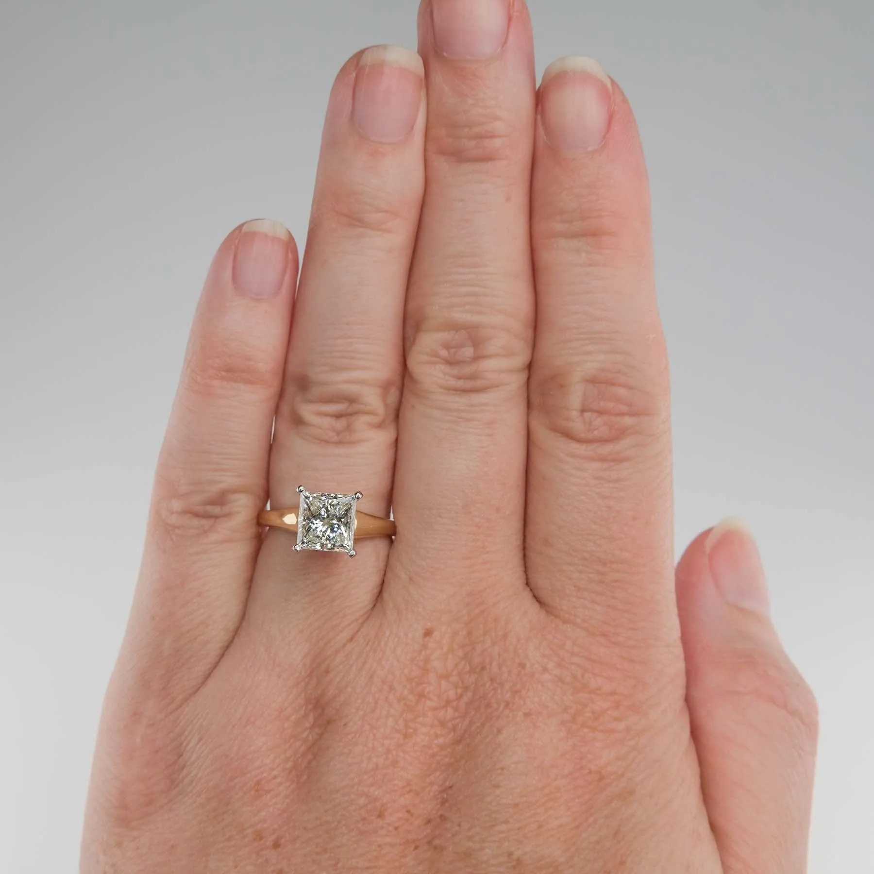 GIA 2.02ct Princess Cut Diamond Solitaire Engagement Ring in 14K Yellow Gold