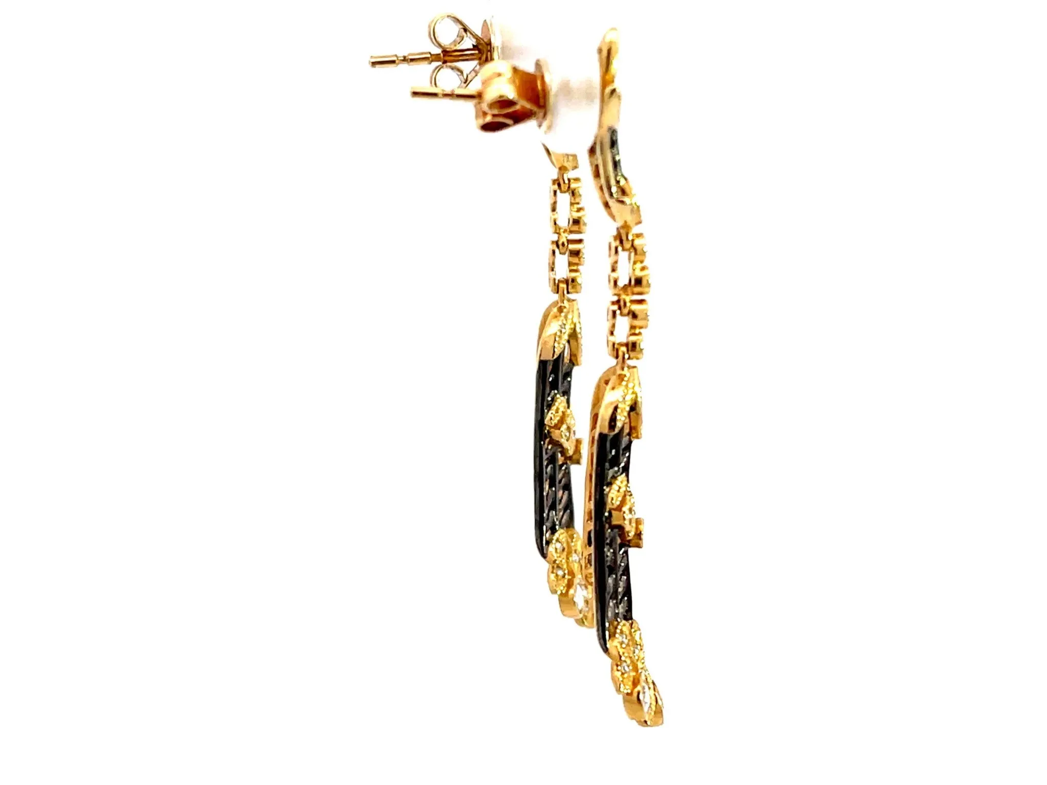 Gold Diamond Lotus Earrings in 14k Yellow Gold