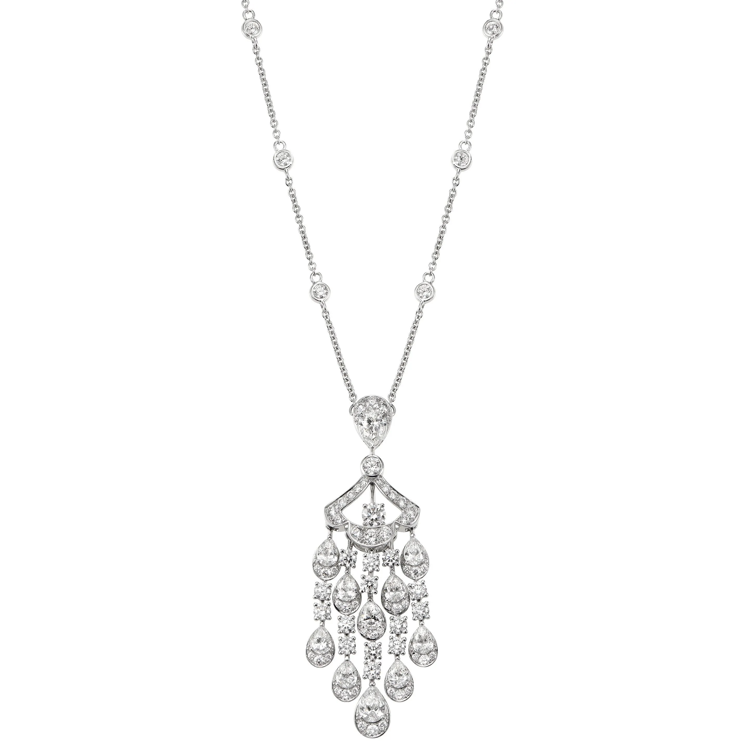 Graff 7.18ct 18k White Gold Diamond Drop Necklace