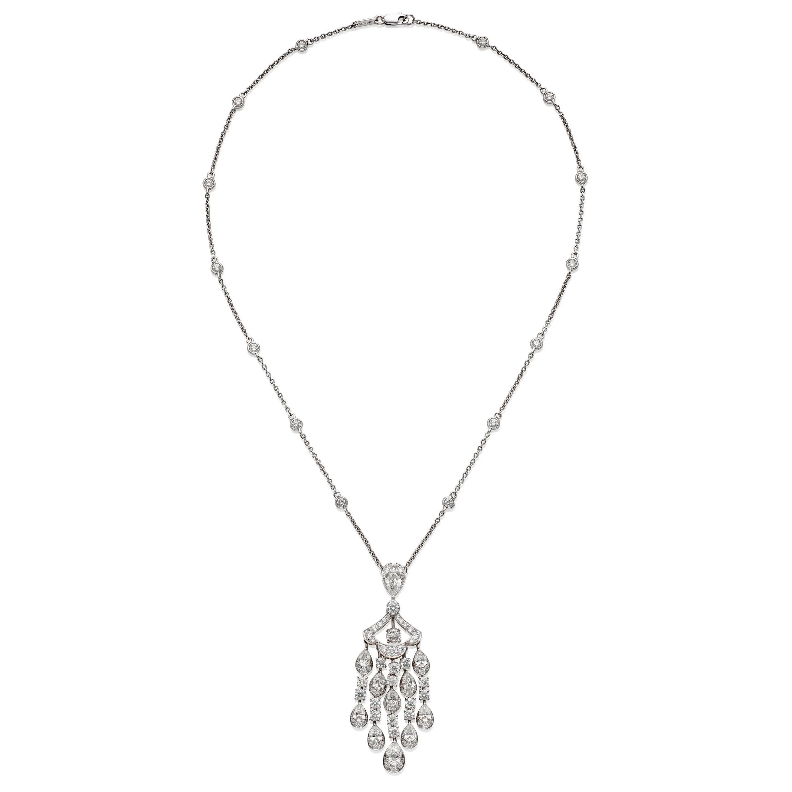 Graff 7.18ct 18k White Gold Diamond Drop Necklace