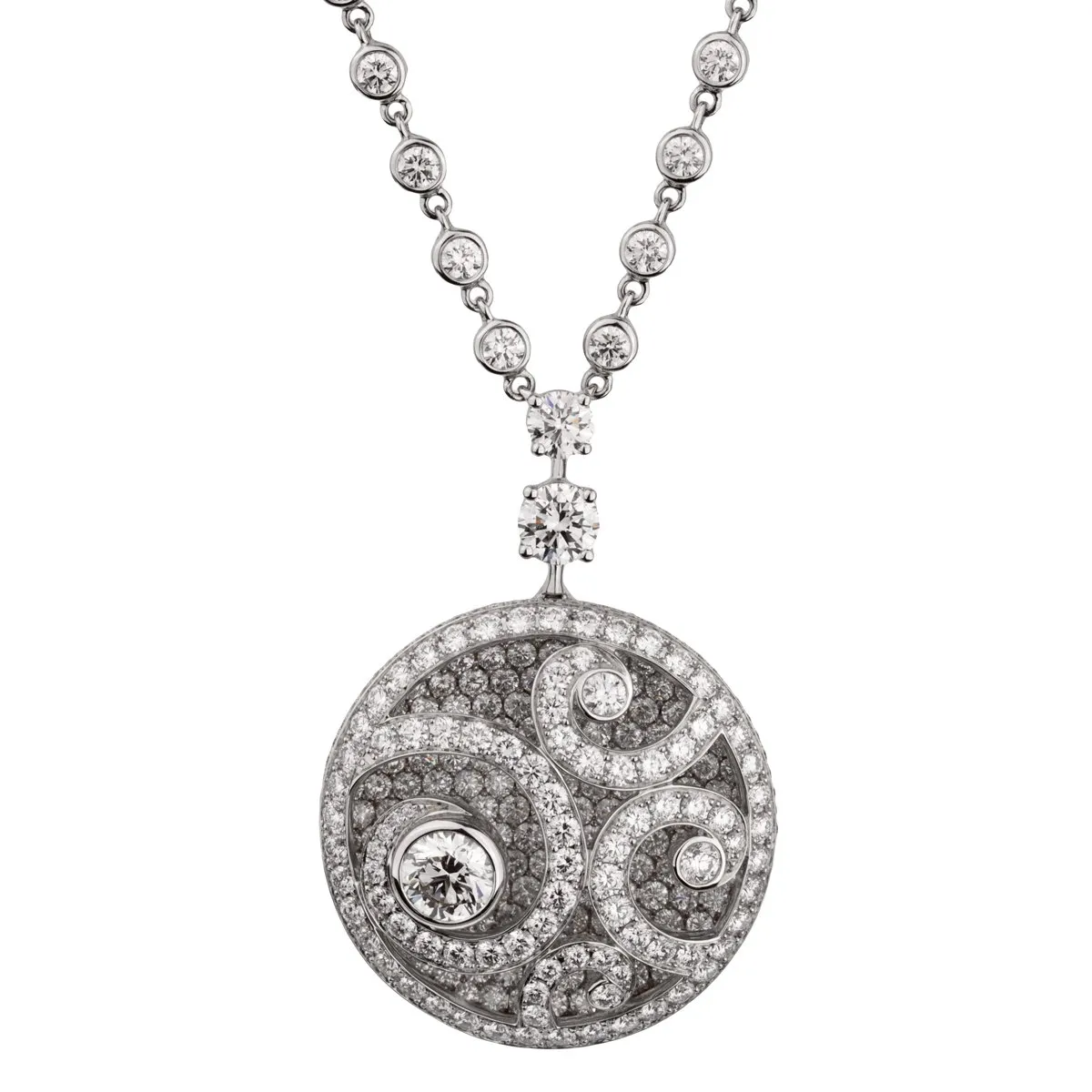 Graff Diamond on Diamond Pendant Drop 18k White Gold Necklace