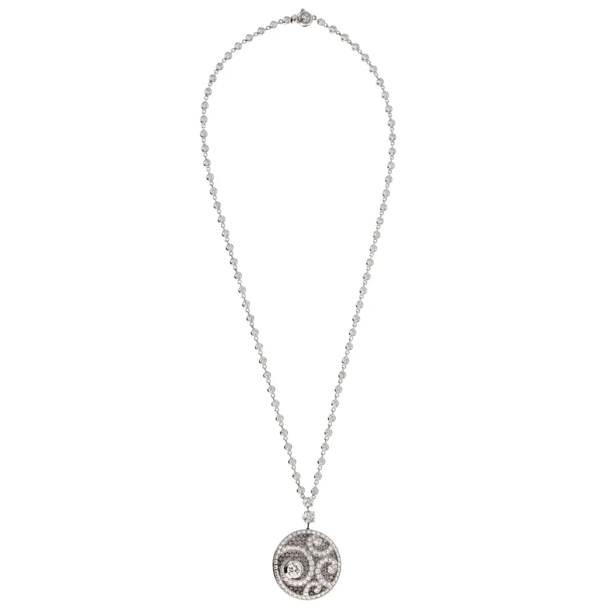 Graff Diamond on Diamond Pendant Drop 18k White Gold Necklace