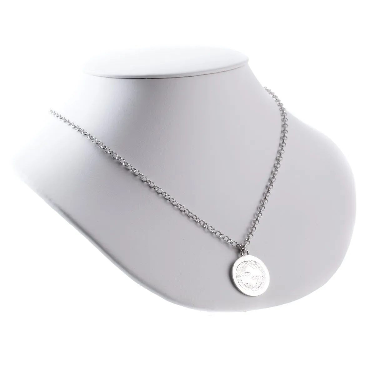 Gucci Double G Bee Large Coin Silver Necklace