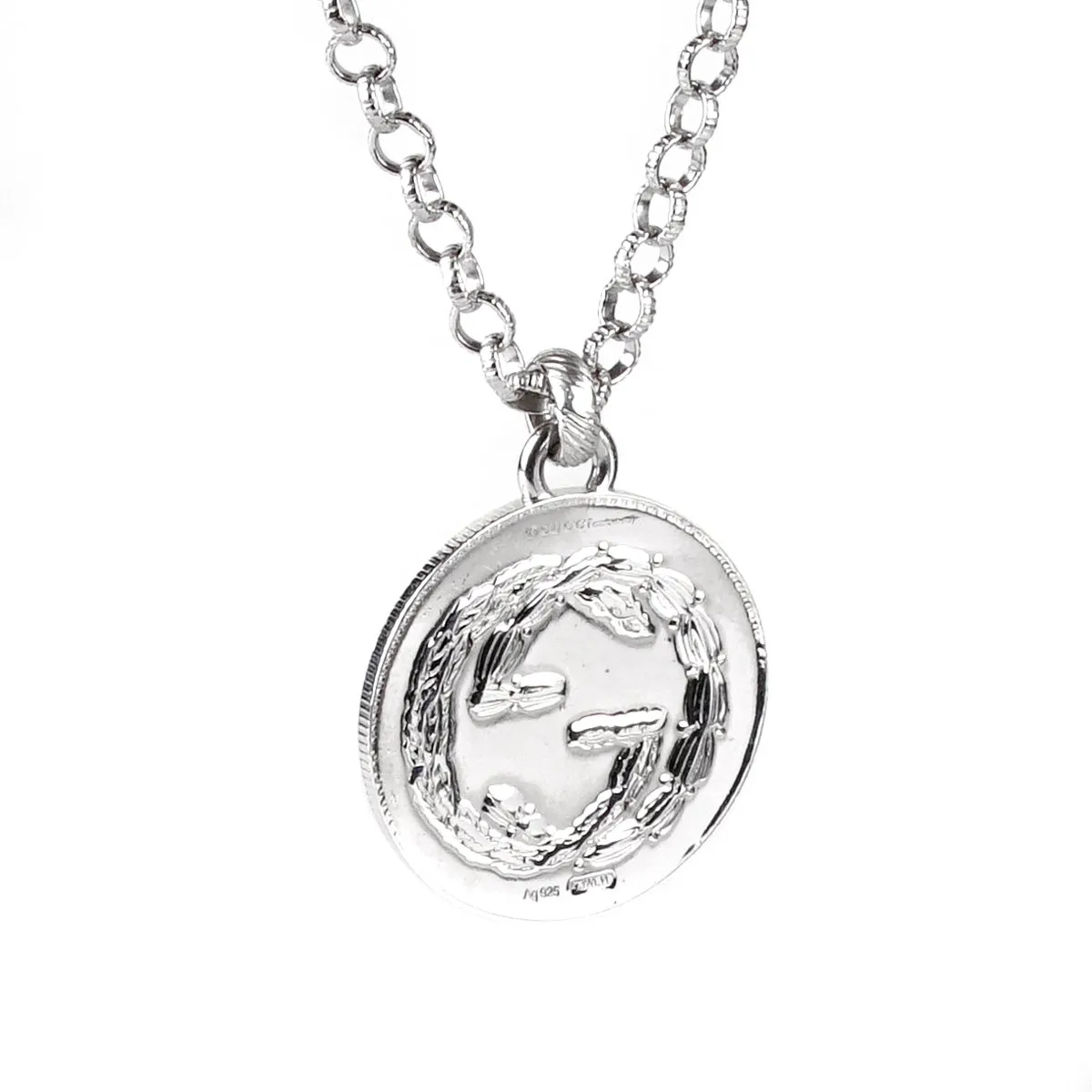 Gucci Double G Bee Large Coin Silver Necklace