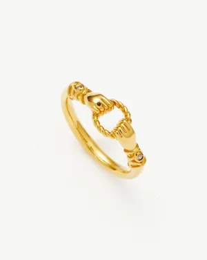 Harris Reed In Good Hands Stacking Ring | 18k Gold Plated/Cubic Zirconia & Black Onyx