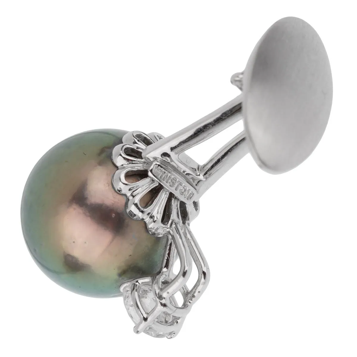 Harry Winston Pearl Diamond Platinum Cufflinks
